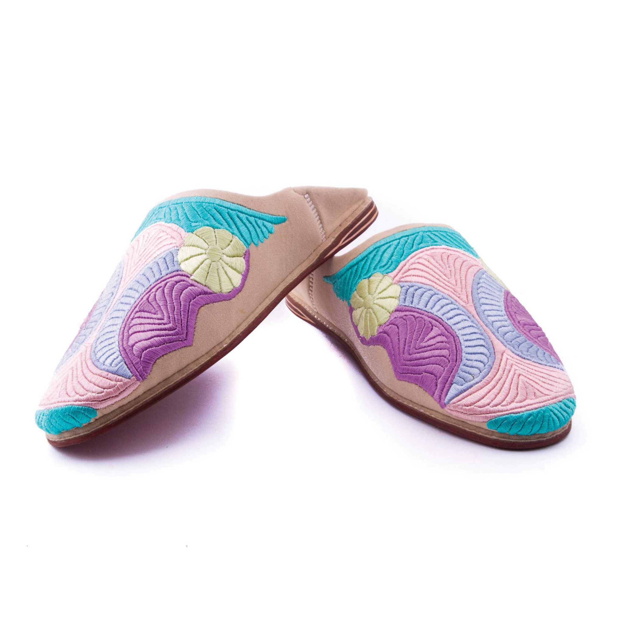 Babouche Multi couleur Brodées En Velours pour femme 2021