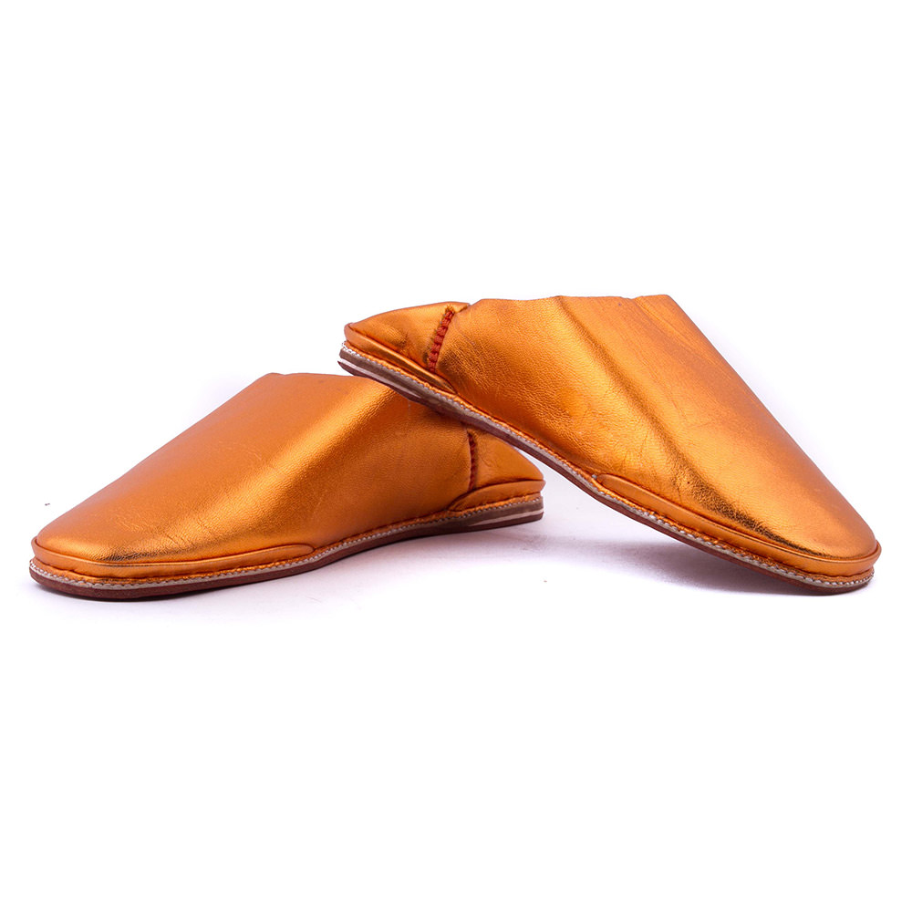 Babouche Orange Brillant pour Femme et Fille en Cuir 2021.