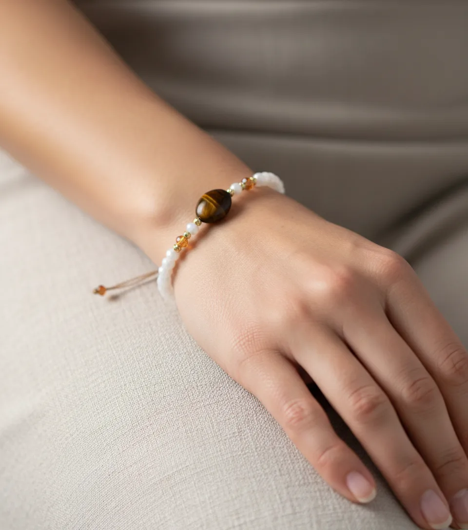 Bracelet perles Fès doré - Porté au poignet - Assalashop