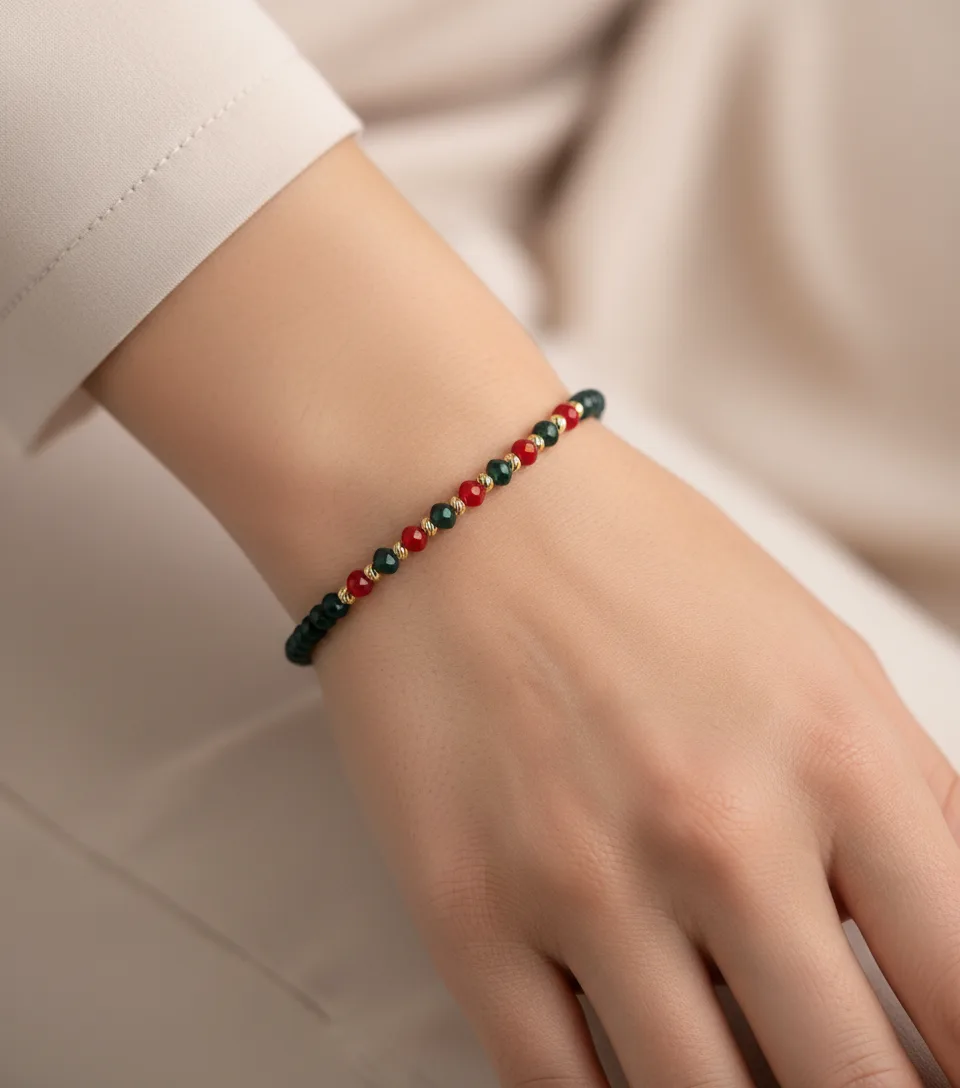 Bracelet perles tricolore tradition - Porté au poignet - Assalashop